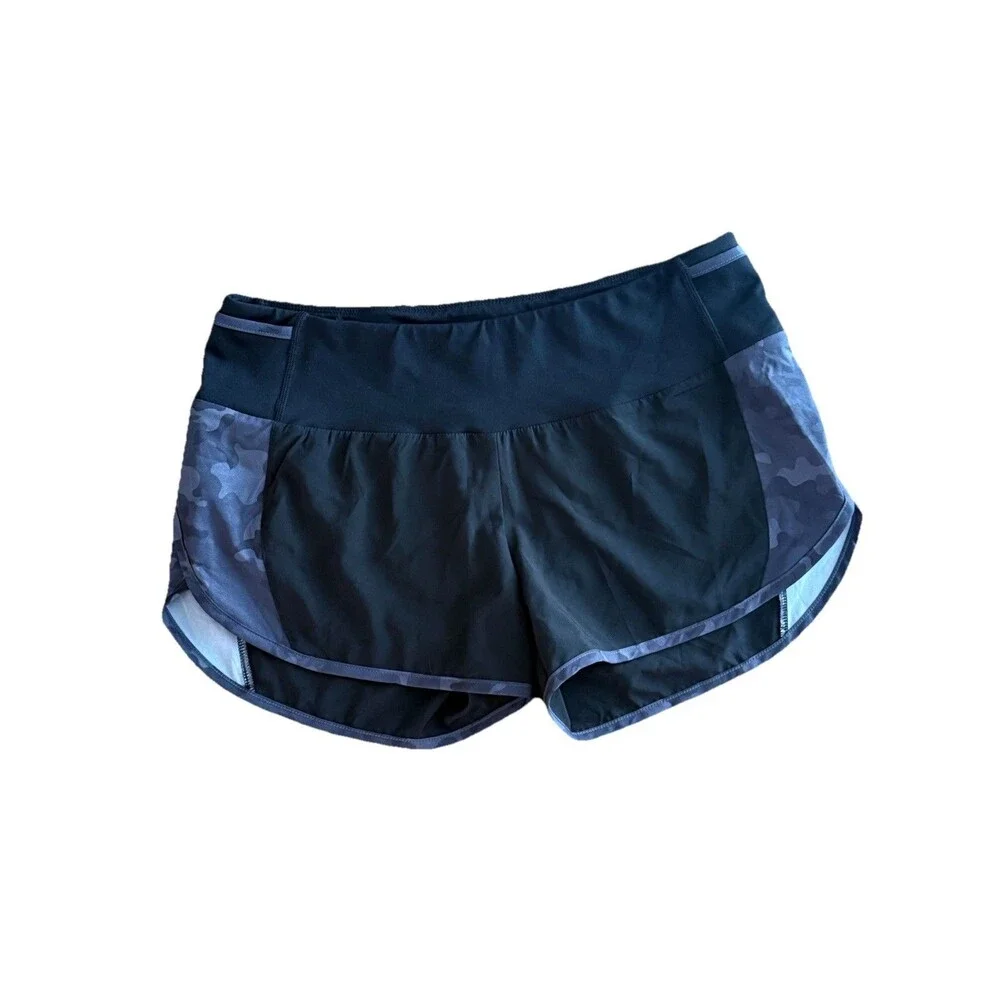 Zyia Active 5 Star Running Shorts Womens‎ Size Medium Black Camo Lined Workout